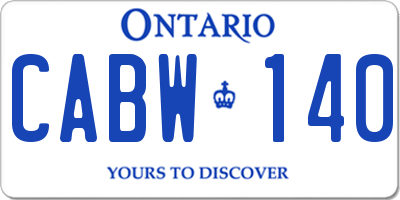 ON license plate CABW140