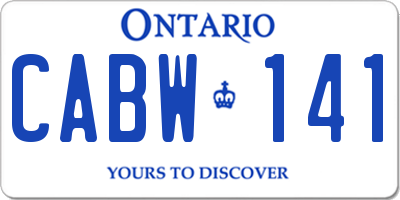 ON license plate CABW141