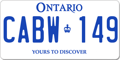 ON license plate CABW149