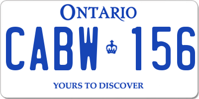 ON license plate CABW156