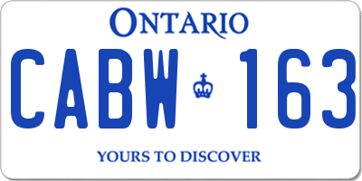 ON license plate CABW163