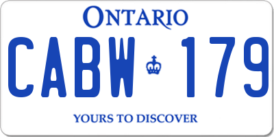 ON license plate CABW179