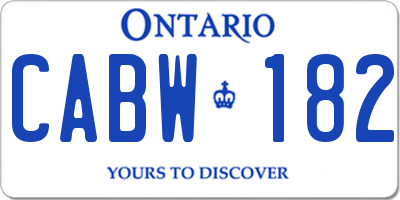 ON license plate CABW182