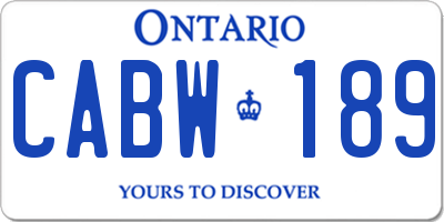 ON license plate CABW189