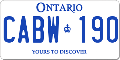 ON license plate CABW190