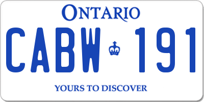 ON license plate CABW191