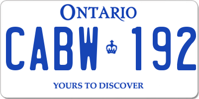 ON license plate CABW192