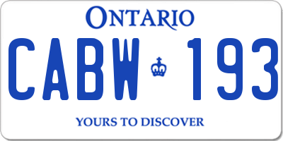 ON license plate CABW193