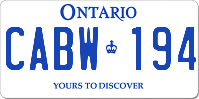 ON license plate CABW194