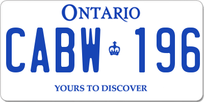 ON license plate CABW196