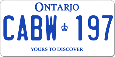 ON license plate CABW197