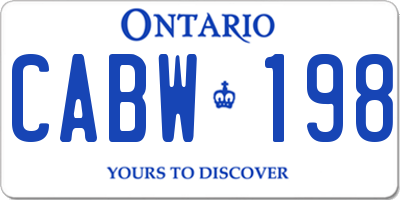 ON license plate CABW198