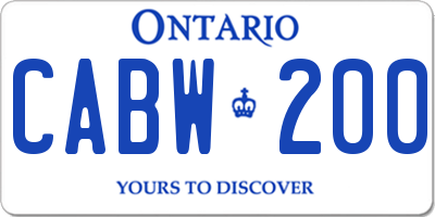 ON license plate CABW200