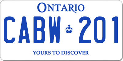 ON license plate CABW201