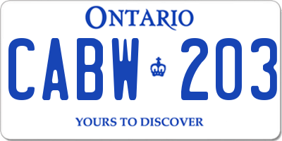 ON license plate CABW203