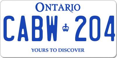 ON license plate CABW204