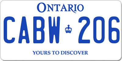 ON license plate CABW206