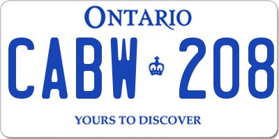 ON license plate CABW208