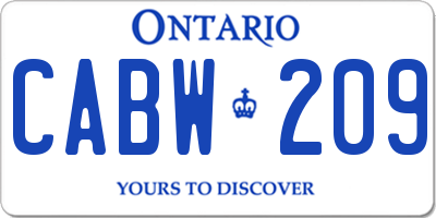 ON license plate CABW209