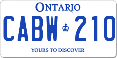 ON license plate CABW210