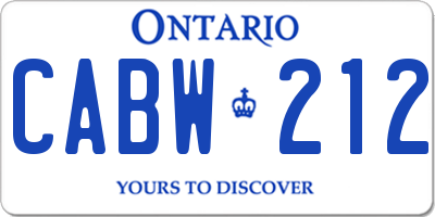 ON license plate CABW212