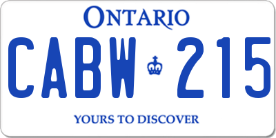 ON license plate CABW215