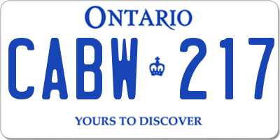 ON license plate CABW217