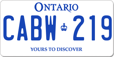 ON license plate CABW219