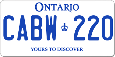 ON license plate CABW220