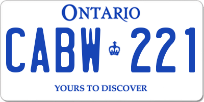 ON license plate CABW221