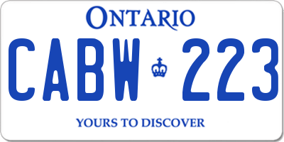 ON license plate CABW223