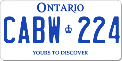 ON license plate CABW224