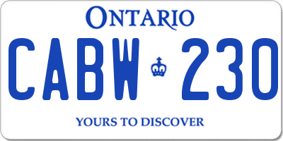 ON license plate CABW230