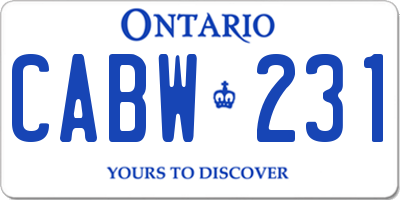 ON license plate CABW231