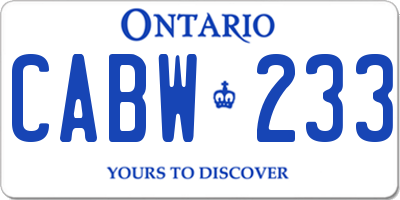 ON license plate CABW233