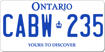 ON license plate CABW235