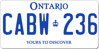 ON license plate CABW236