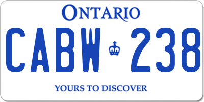 ON license plate CABW238