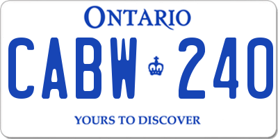 ON license plate CABW240