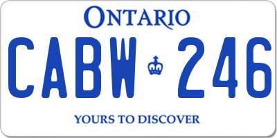 ON license plate CABW246