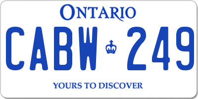 ON license plate CABW249