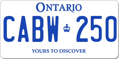 ON license plate CABW250