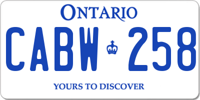 ON license plate CABW258