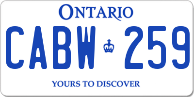 ON license plate CABW259