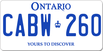 ON license plate CABW260