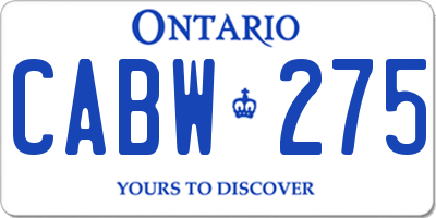 ON license plate CABW275