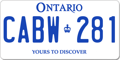 ON license plate CABW281