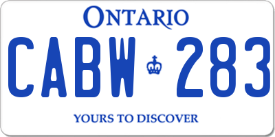 ON license plate CABW283