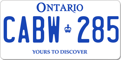 ON license plate CABW285