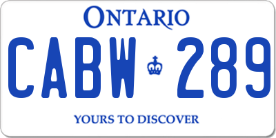 ON license plate CABW289